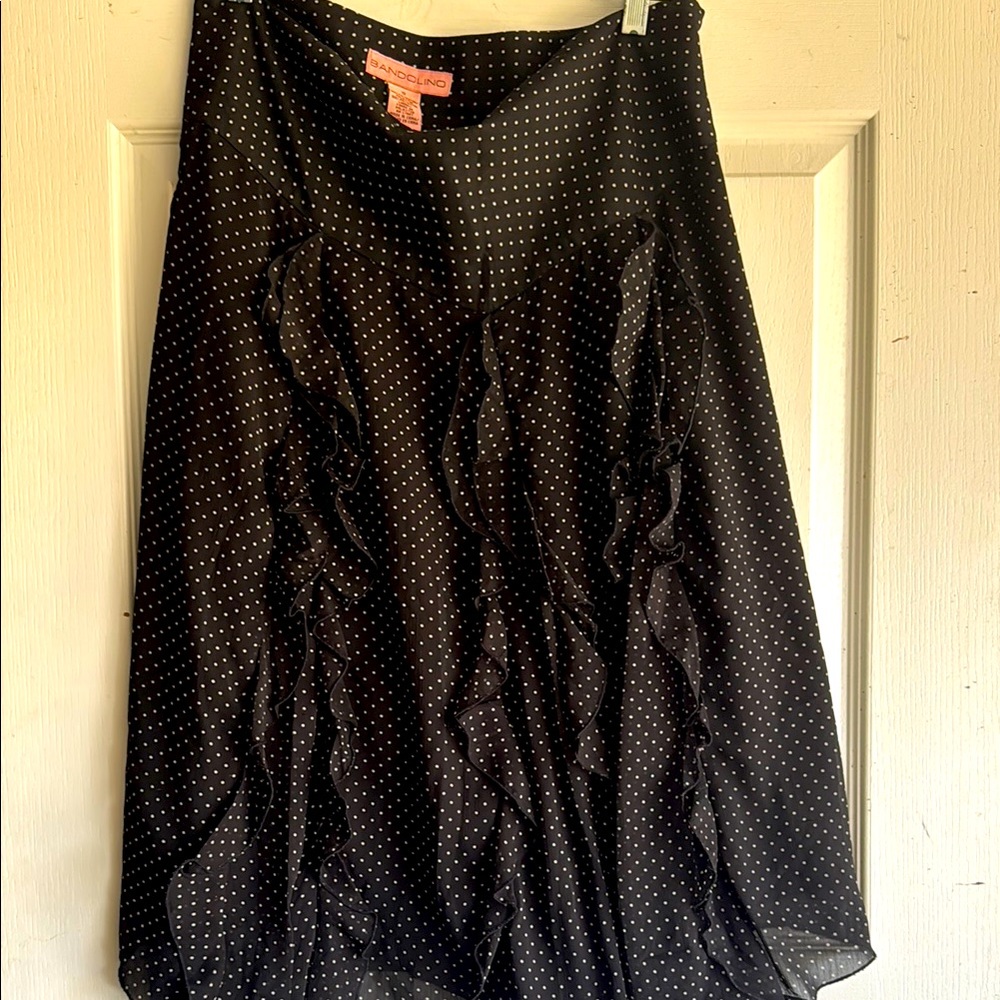 Bandolino Black and White Polka Dot A-Line Skirt
